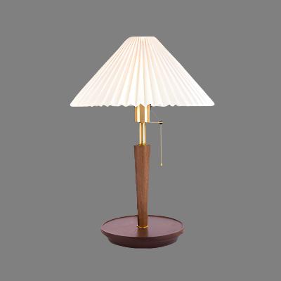 Rustic Pleated Wood Table Lamp