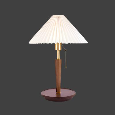 Rustic Pleated Wood Table Lamp