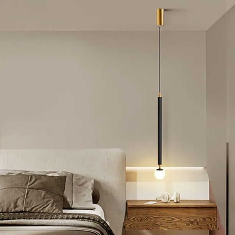 Contemporary Linear LED Pendant Light – Streamlined Design, Artistic Gold & Black Options