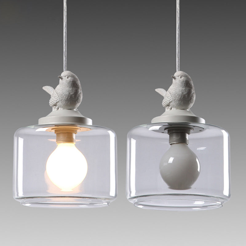 Single Head Bird-Design Glass Lamp | Clear Glass, Adjustable Height Pendant Light