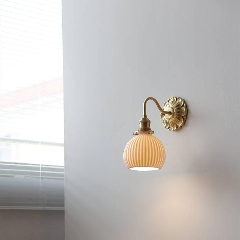 Brass Wall Lamp with Ceramic Shade