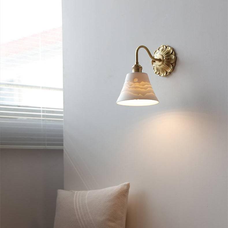 Brass Wall Lamp with Ceramic Shade