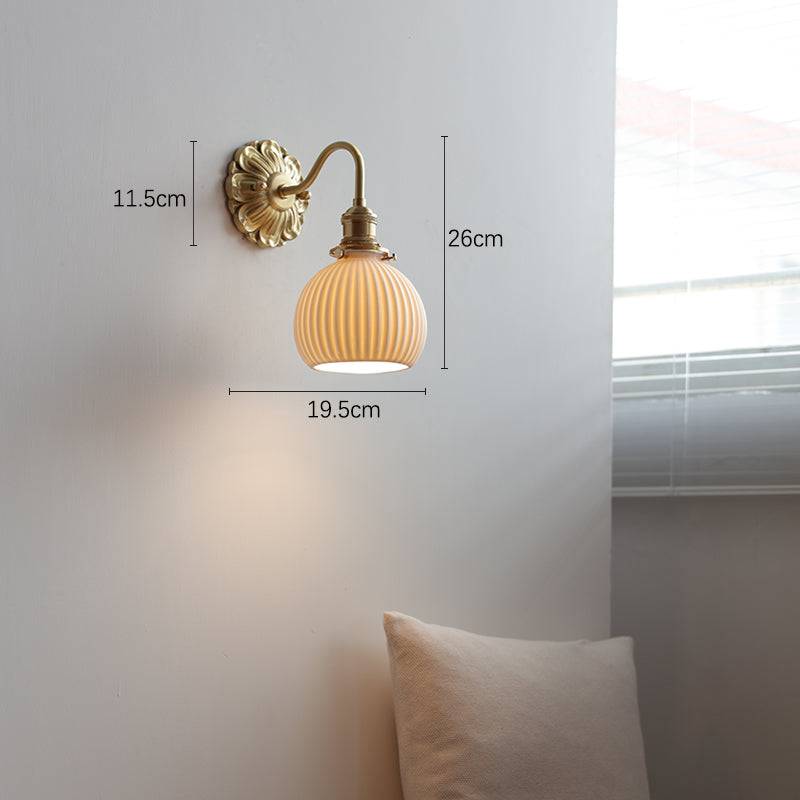Brass Wall Lamp with Ceramic Shade
