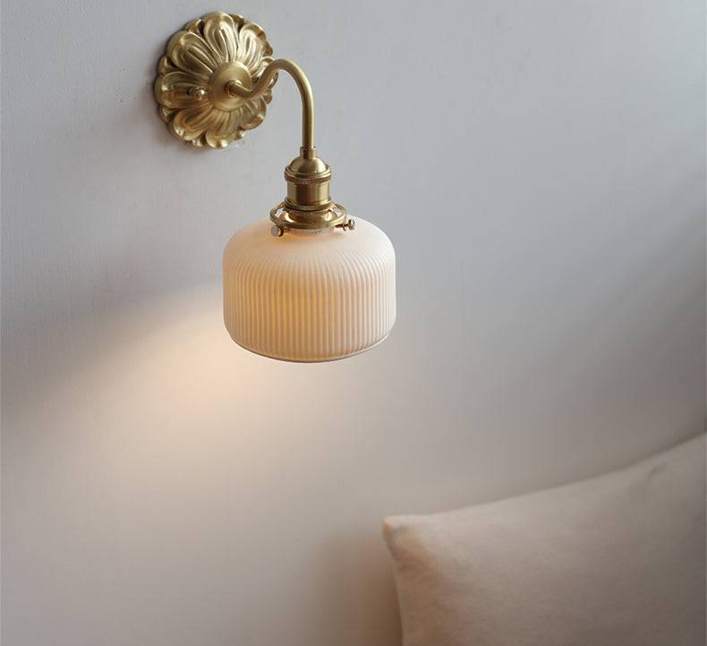 Brass Wall Lamp with Ceramic Shade