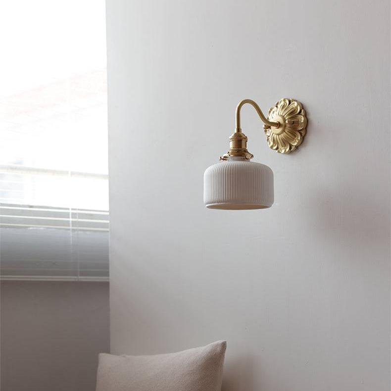 Brass Wall Lamp with Ceramic Shade