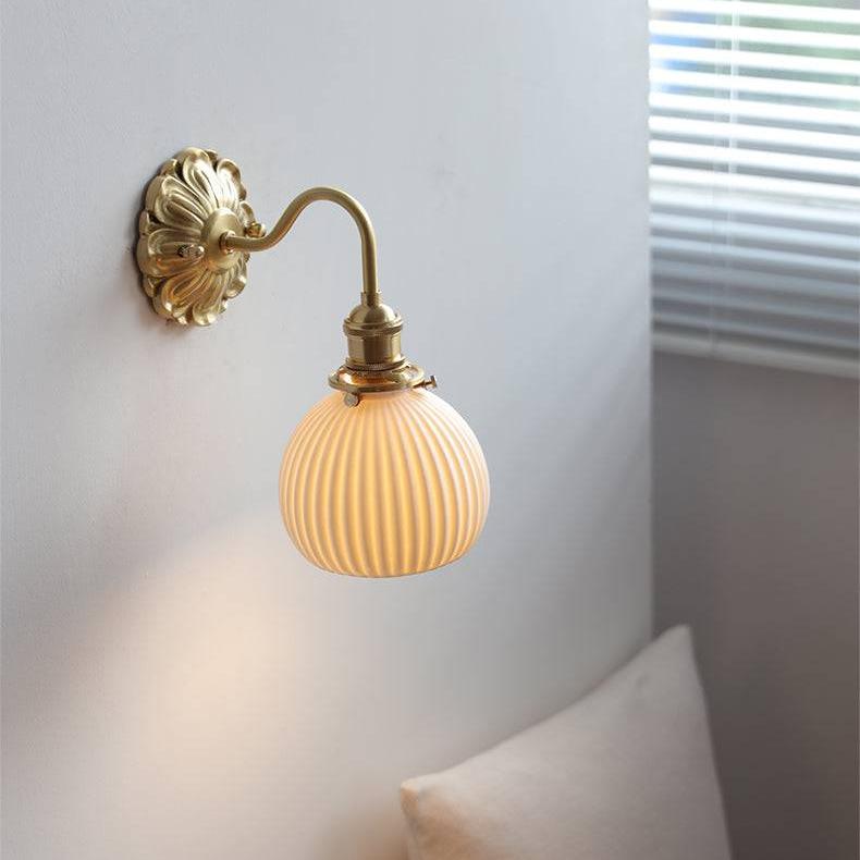 Brass Wall Lamp with Ceramic Shade