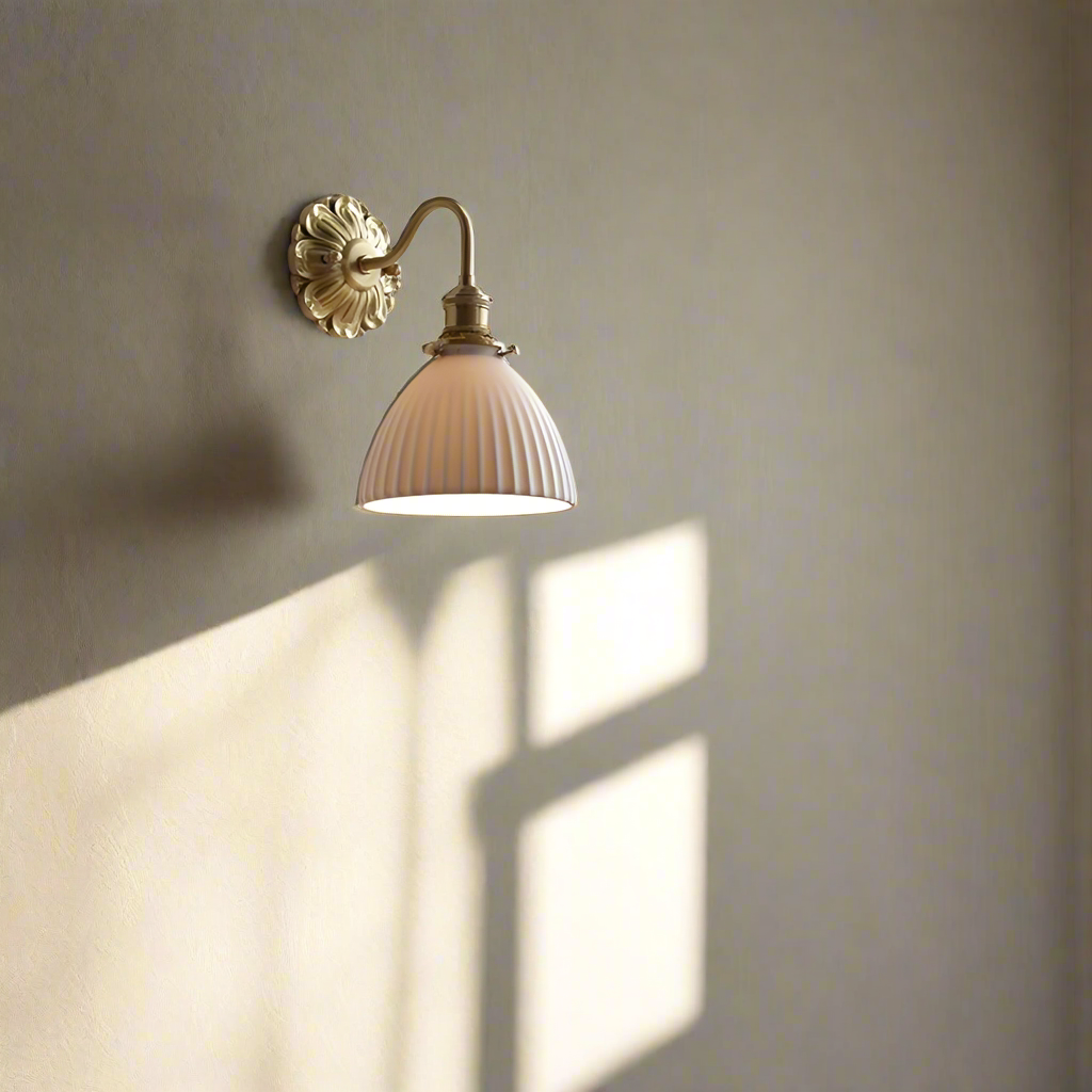 Brass Wall Lamp with Ceramic Shade
