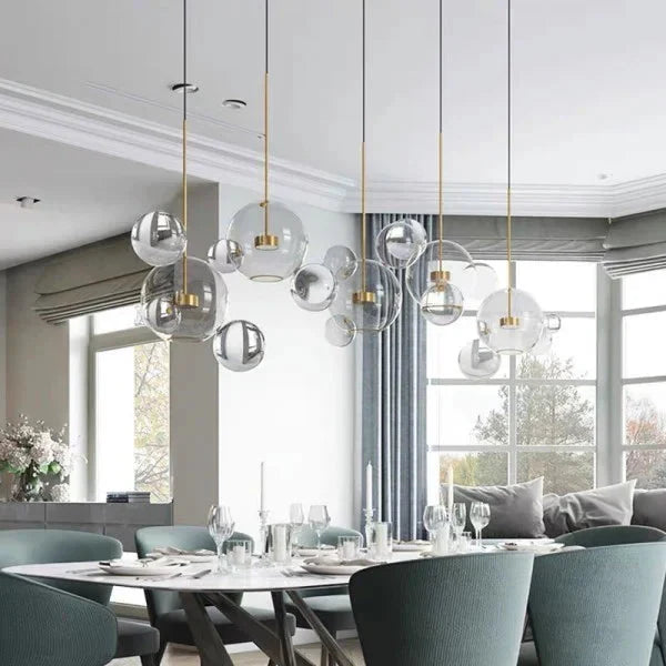 Bubble Glass Globe Chandelier | Metal & Glass Pendant Light