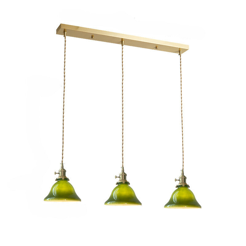 Dome Bell Pendant Lamp – Rustic Green Glass Shade