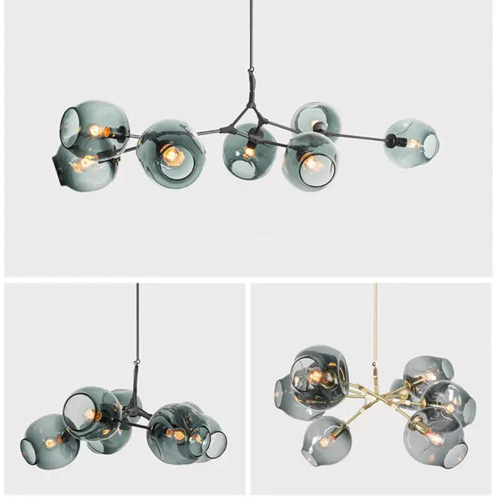 Modern Satellite-Shape Chandelier | Blown Glass Shades Ceiling Light Fixture