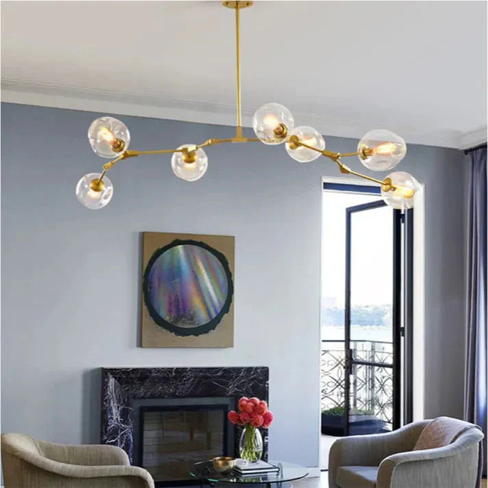 Modern Satellite-Shape Chandelier | Blown Glass Shades Ceiling Light Fixture