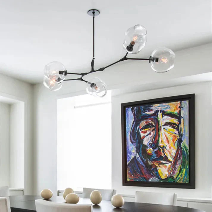 Modern Satellite-Shape Chandelier | Blown Glass Shades Ceiling Light Fixture