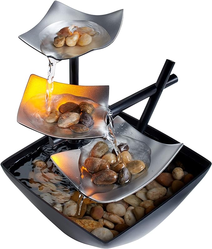 Illuminated Leaf Fountain – Modern Indoor Tabletop