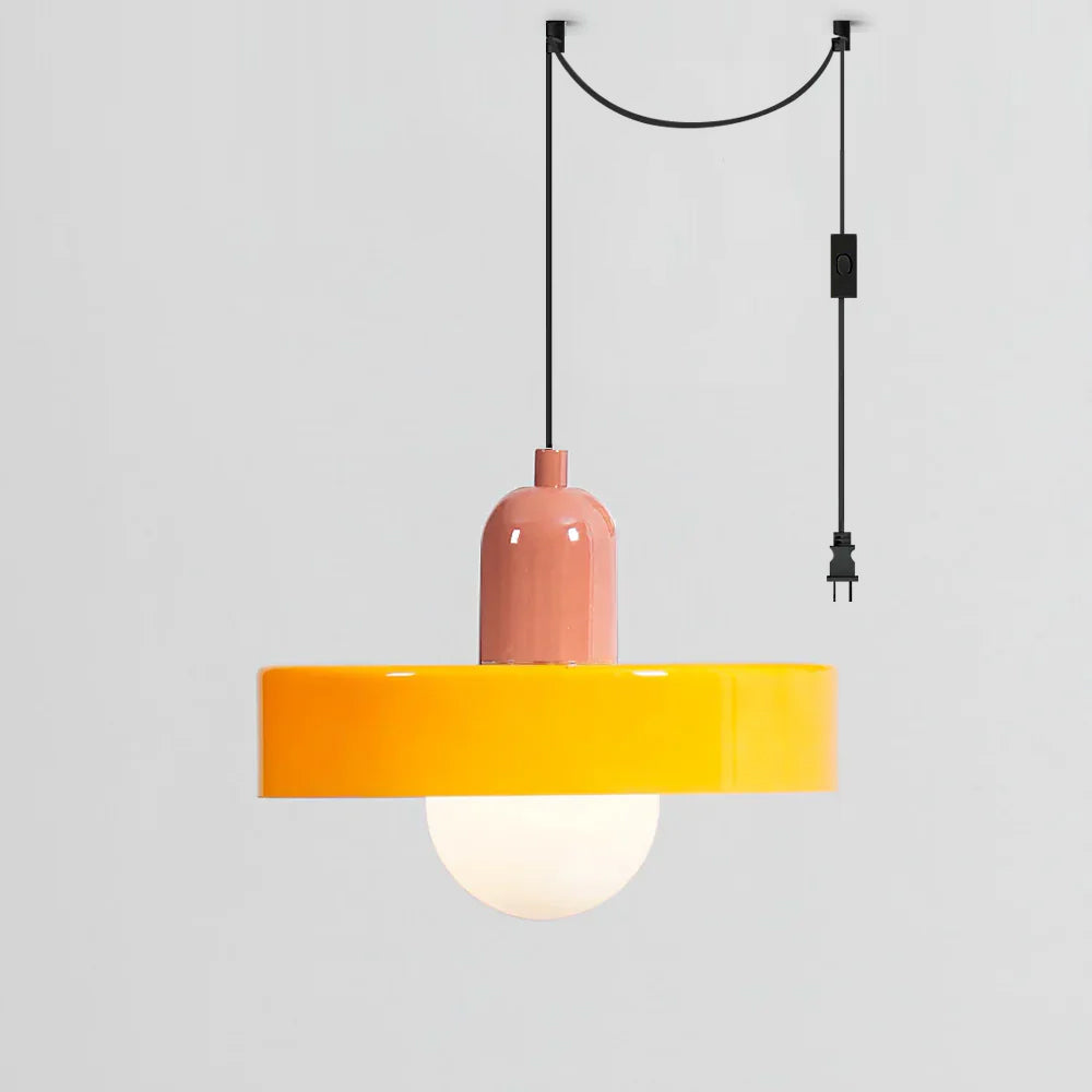 Colourful Disc Orb Plug-in Pendant Light – Lighting Fixture in 6 Colours
