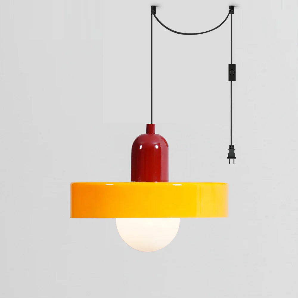 Colourful Disc Orb Plug-in Pendant Light – Lighting Fixture in 6 Colours