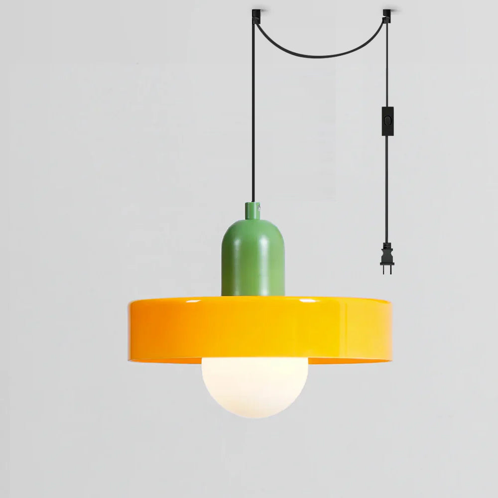 Colourful Disc Orb Plug-in Pendant Light – Lighting Fixture in 6 Colours