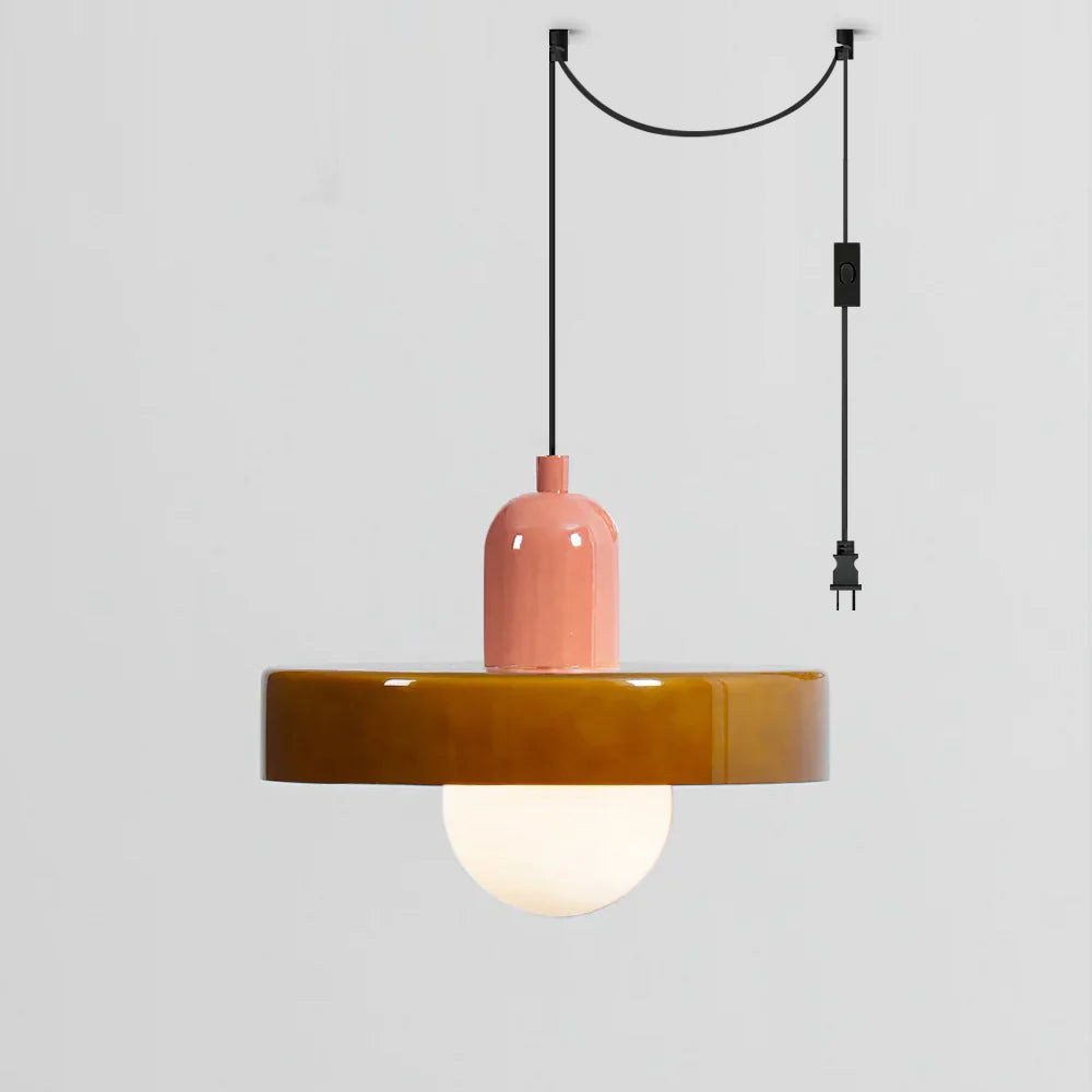 Colourful Disc Orb Plug-in Pendant Light – Lighting Fixture in 6 Colours