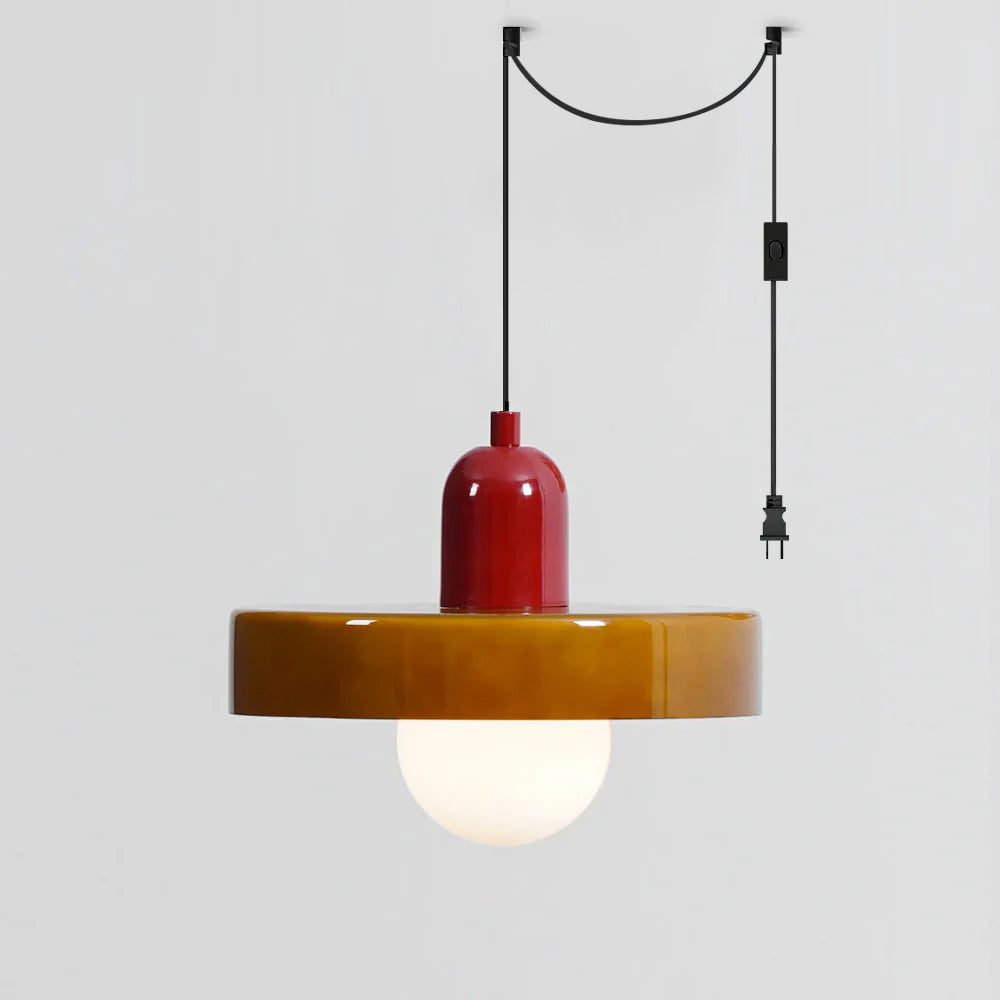 Colourful Disc Orb Plug-in Pendant Light – Lighting Fixture in 6 Colours