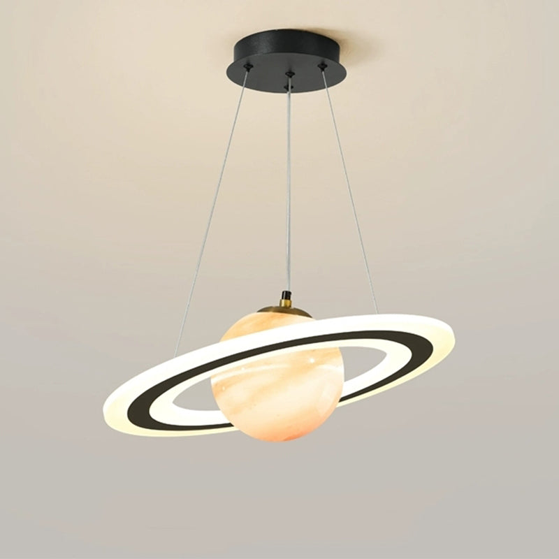 Saturn Style Glass Ball Pendant Light | Modern Planet Ceiling Lamp