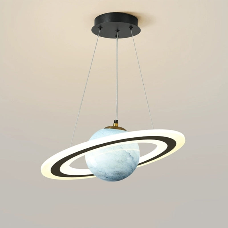 Saturn Style Glass Ball Pendant Light | Modern Planet Ceiling Lamp