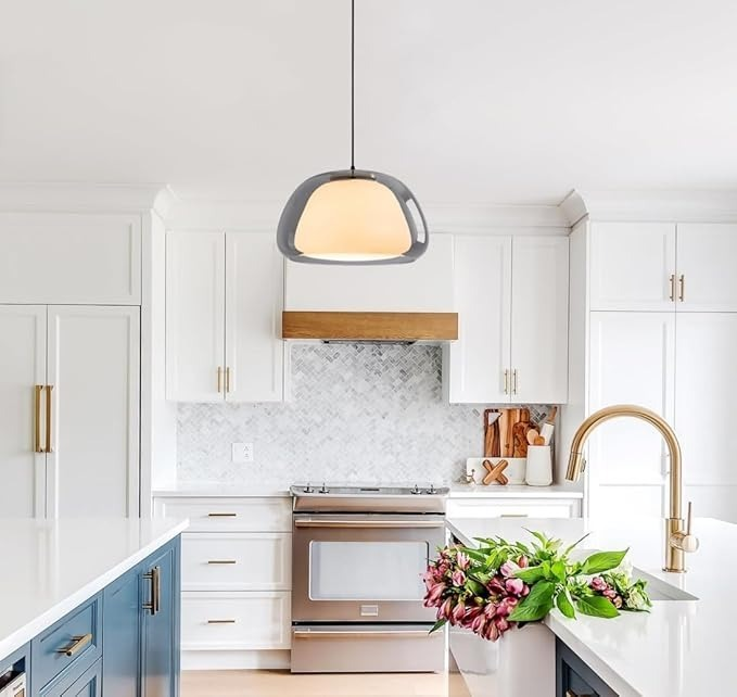 Jelly-Shaped Pendant Lamp | Milk Glass Shade