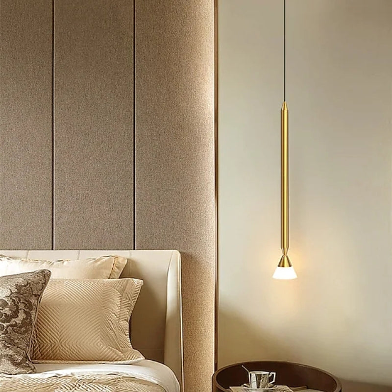 Contemporary Linear LED Pendant Light – Streamlined Design, Artistic Gold & Black Options