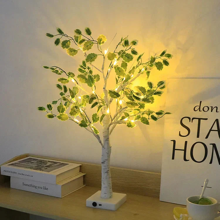 Decorative Green Leaf LED Tree Table Lamps