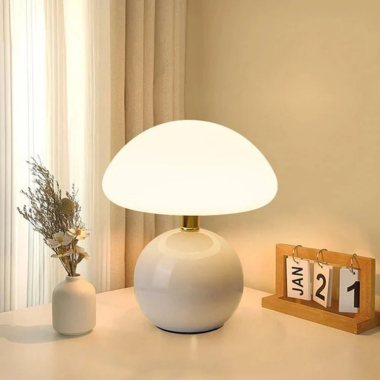 Mushroom-Shaped Lamp in Creamy White | Bedside Lamp