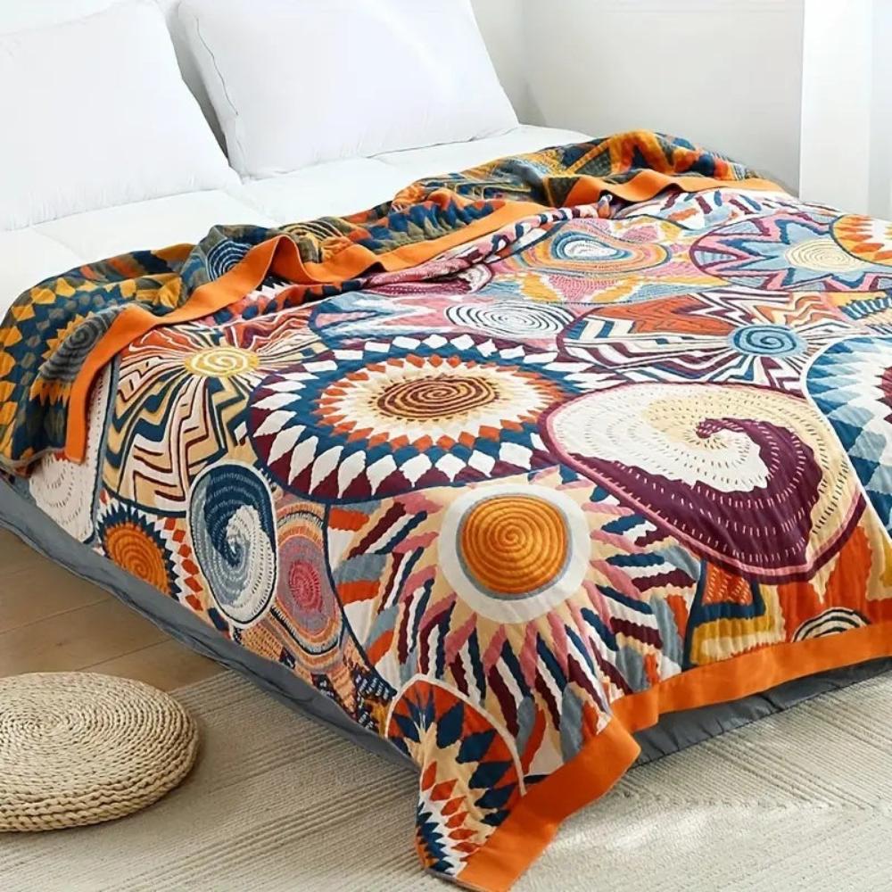 Nordic Sunburst Cotton Throw Blanket