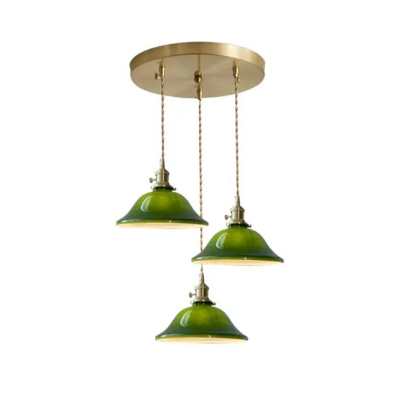 Dome Bell Pendant Lamp – Rustic Green Glass Shade