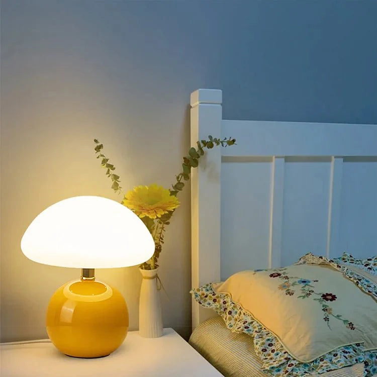 Mushroom-Shaped Lamp in Creamy White | Bedside Lamp