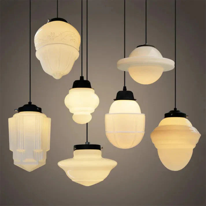 Geometric Pendant Lamp | Frosted White Glass Shade