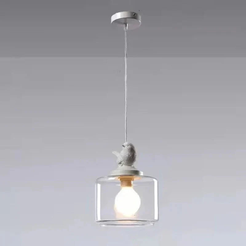 Single Head Bird-Design Glass Lamp | Clear Glass, Adjustable Height Pendant Light
