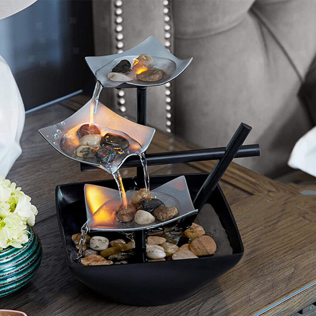Illuminated Leaf Fountain – Modern Indoor Tabletop