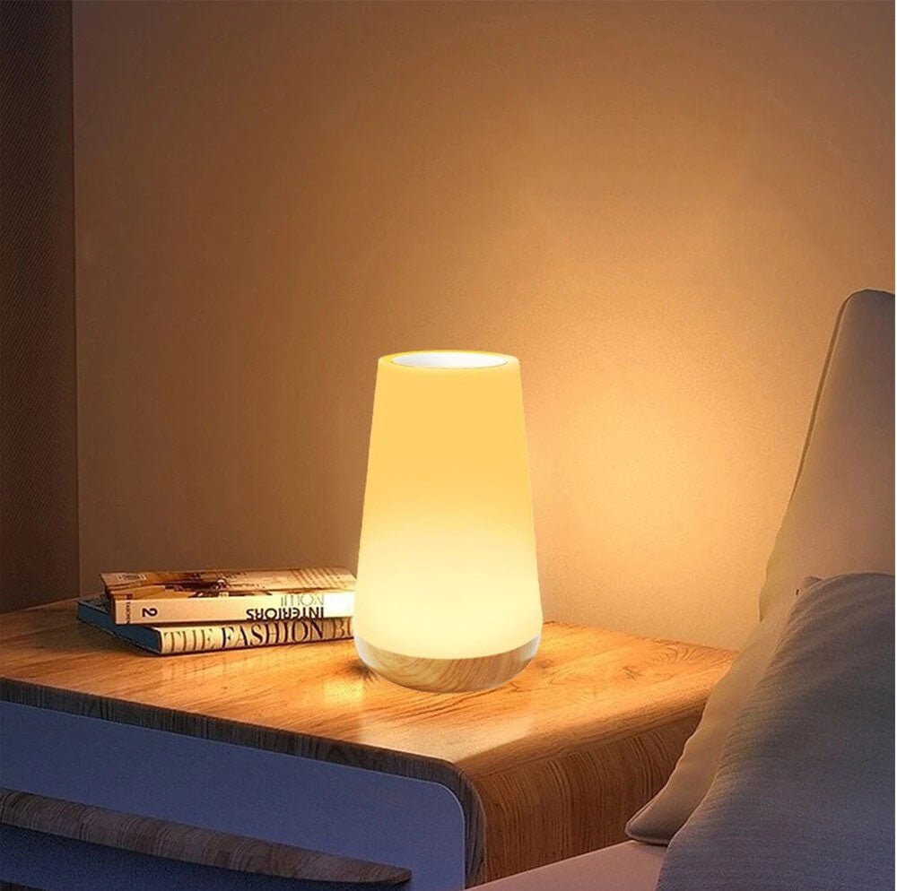 Cozy Cylinder Shape Table Lamp - Wood Base