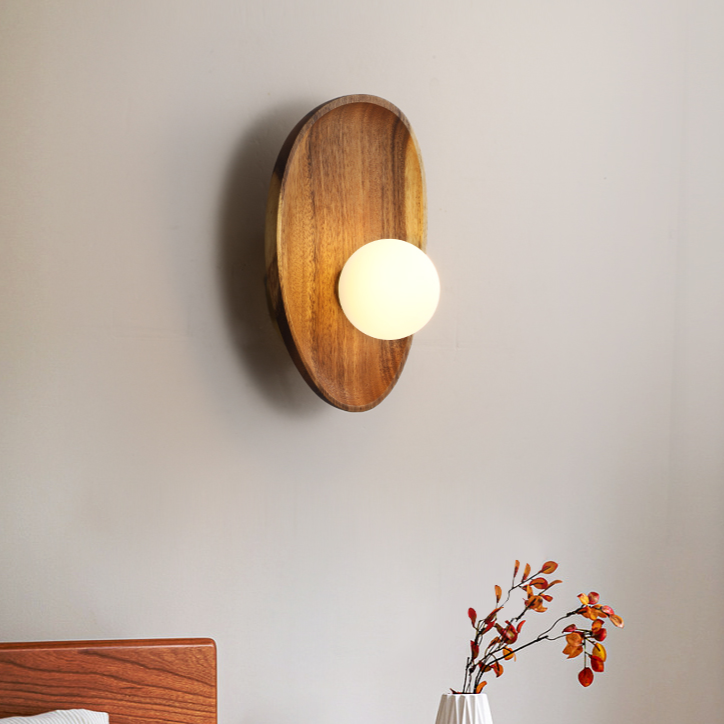 Wall Sconce in Solid Wood Base | Wall Mounted Lamp
