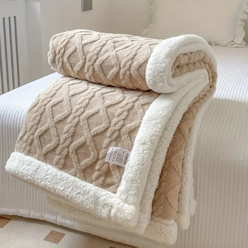 Luxury Snuggle Blanket – Reversible Sherpa Fleece Comfort - Atelier Dubois Paris