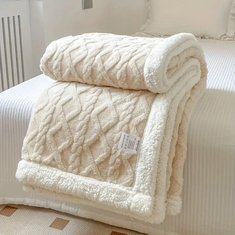 Luxury Snuggle Blanket – Reversible Sherpa Fleece Comfort - Atelier Dubois Paris