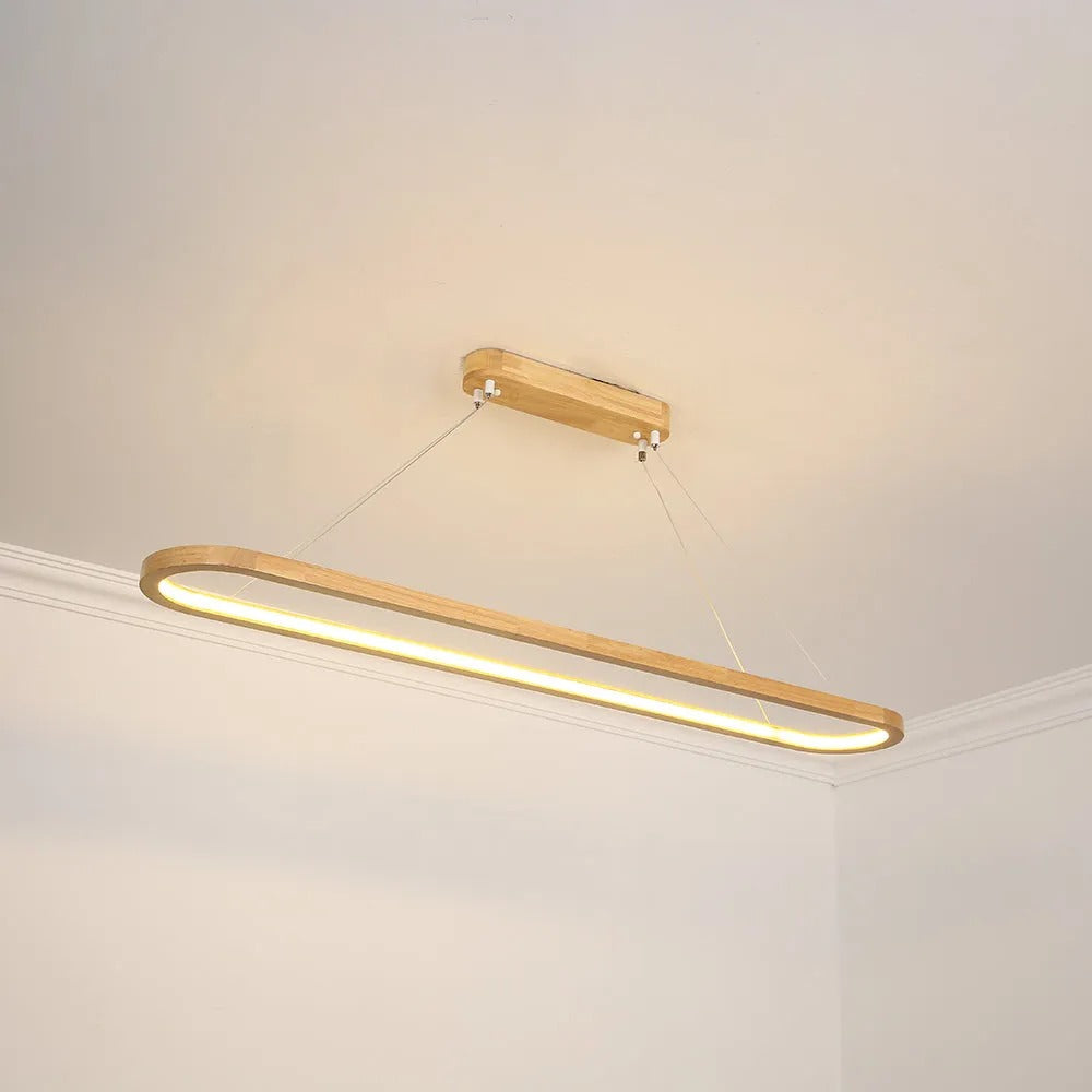 Dimmable Wood & Acrylic Pendant Light – Adjustable Color Temperature