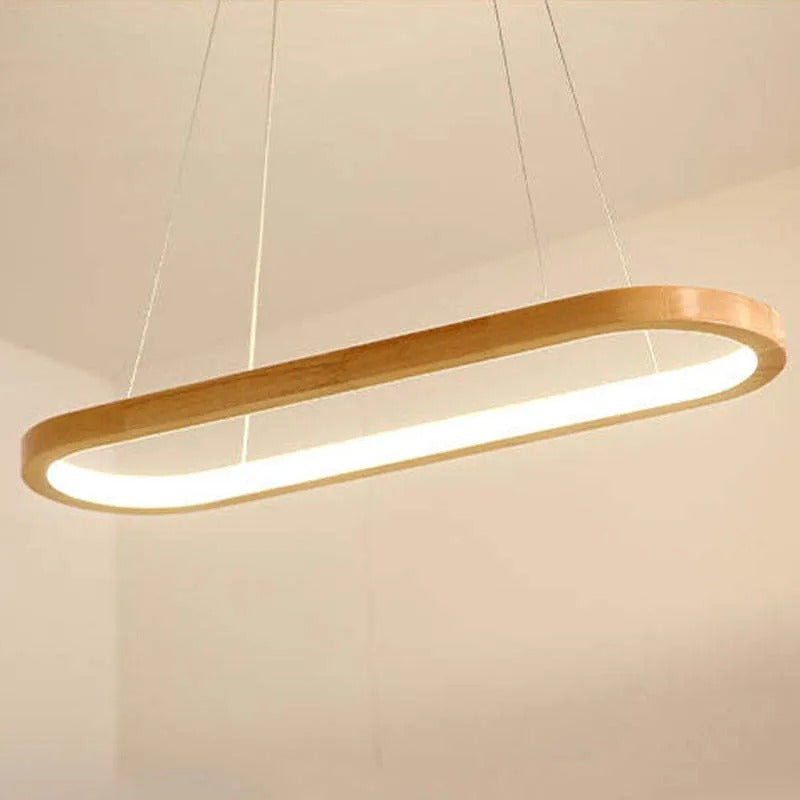 Dimmable Wood & Acrylic Pendant Light – Adjustable Color Temperature
