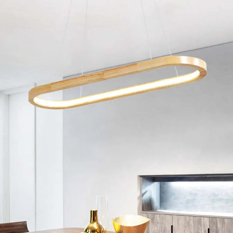Dimmable Wood & Acrylic Pendant Light – Adjustable Color Temperature