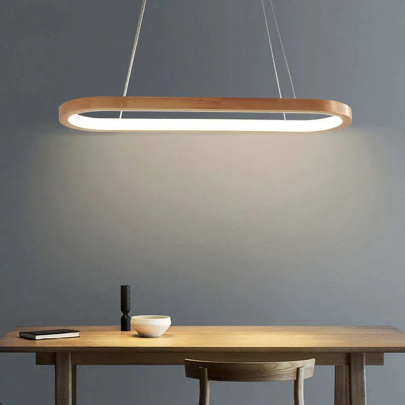 Dimmable Wood & Acrylic Pendant Light – Adjustable Color Temperature
