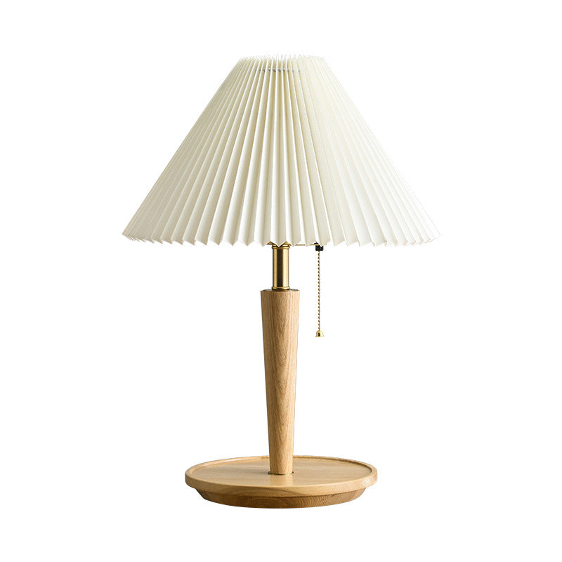 Rustic Pleated Wood Table Lamp