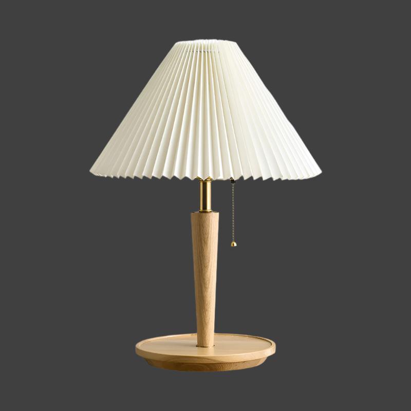 Rustic Pleated Wood Table Lamp