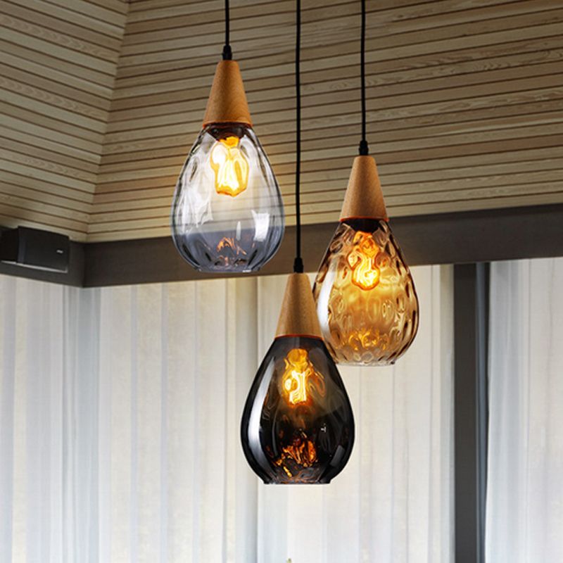 Teardrop Glass Pendant Light – Adjustable Metal Fixture