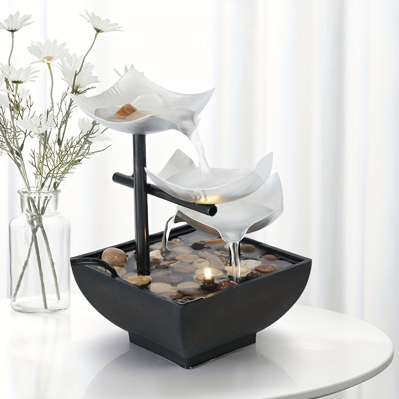 Illuminated Leaf Fountain – Modern Indoor Tabletop