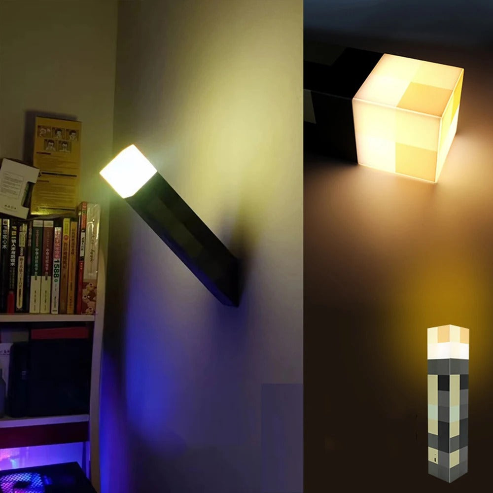 Minecraft-Inspired Glow Torch LED Wall Light | Bedroom Night Lamp