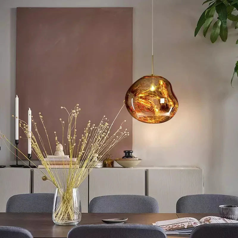Glossy Melt-Effect Pendant Light | Modern Hanging Fixture