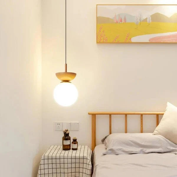Scandinavian Half-Wood Pendant Light | Nordic Style Lighting
