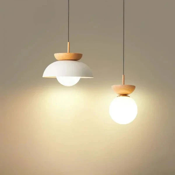 Scandinavian Half-Wood Pendant Light | Nordic Style Lighting